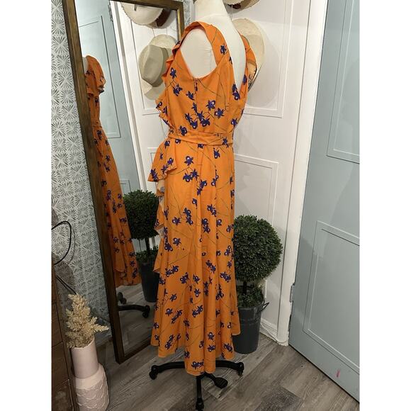 BORGO DE NOR Orange Isadora Ruffled Dress UK Size 12 US 8 - Picture 5 of 13